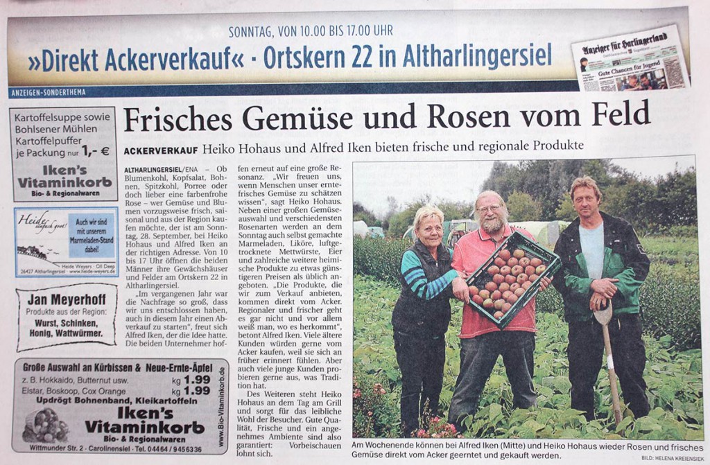 Zeitungsartikel Ackerabverkauf